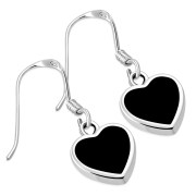 Black Onyx Heart Silver Earrings, e314